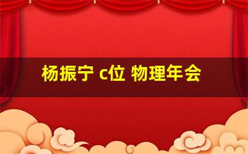 杨振宁 c位 物理年会